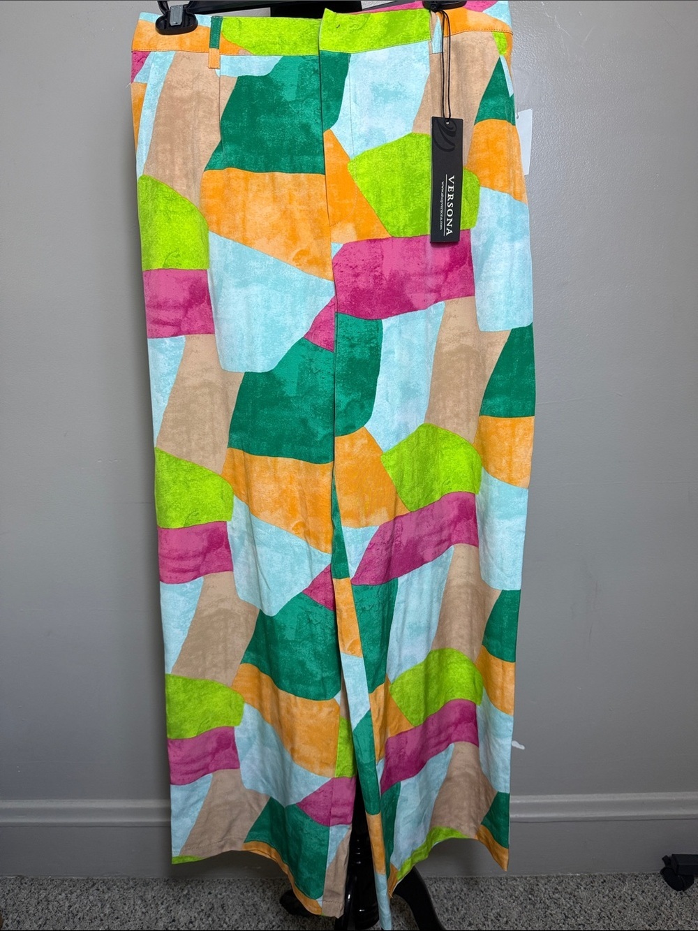 Versona Vibrant Geo-Print Wide Leg Pants - Multicolor Sz 8 NWT